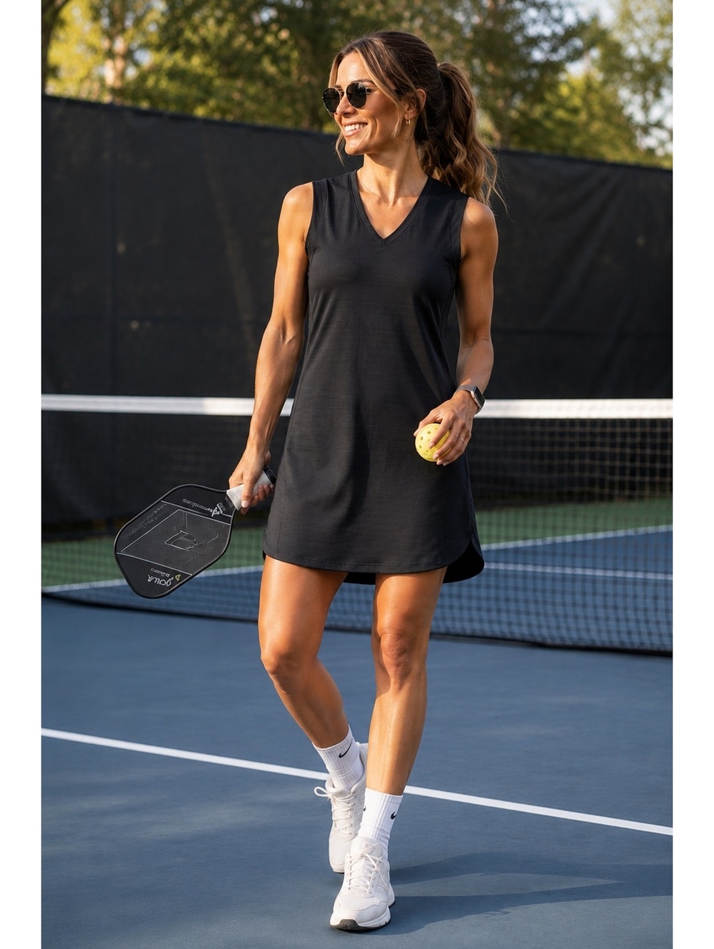 Athleta black tennis dress sporty athleisure workout mini dress S
